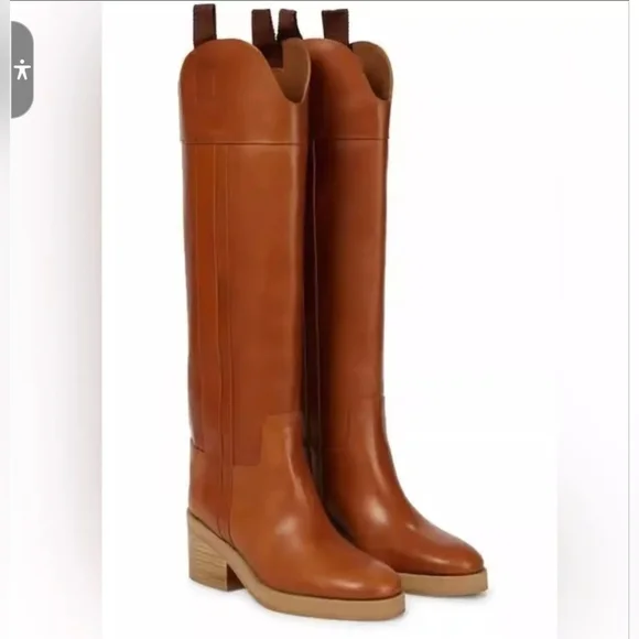 Jimmy Choo Tan Over the Knee Boots Minimalist Design - Picture 2 of 15